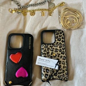 2 new Bandolier phone purses with 2 short chains and one long chain